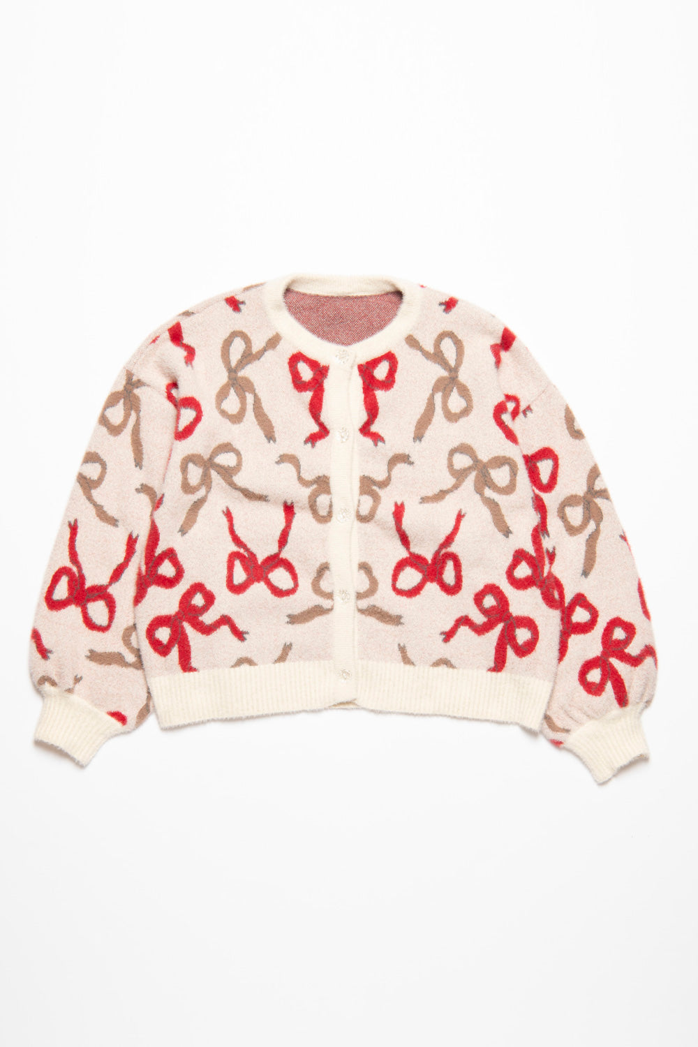 Ribbon Fuzzy Cardigan