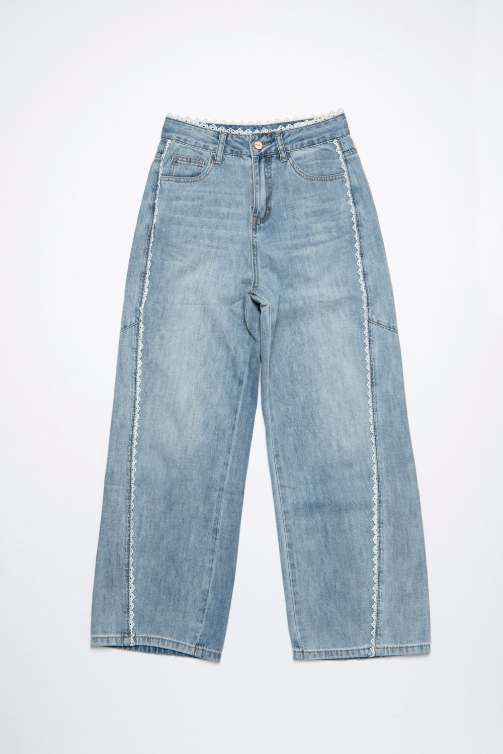 Lace denim pants