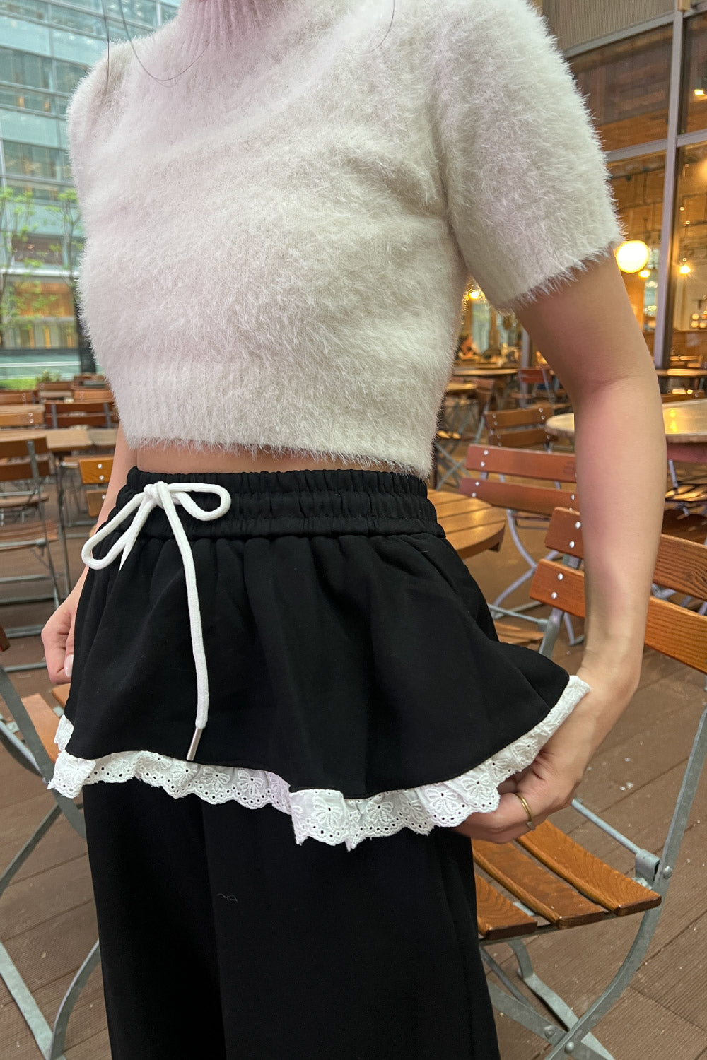 Feather yarn short sleeve knit