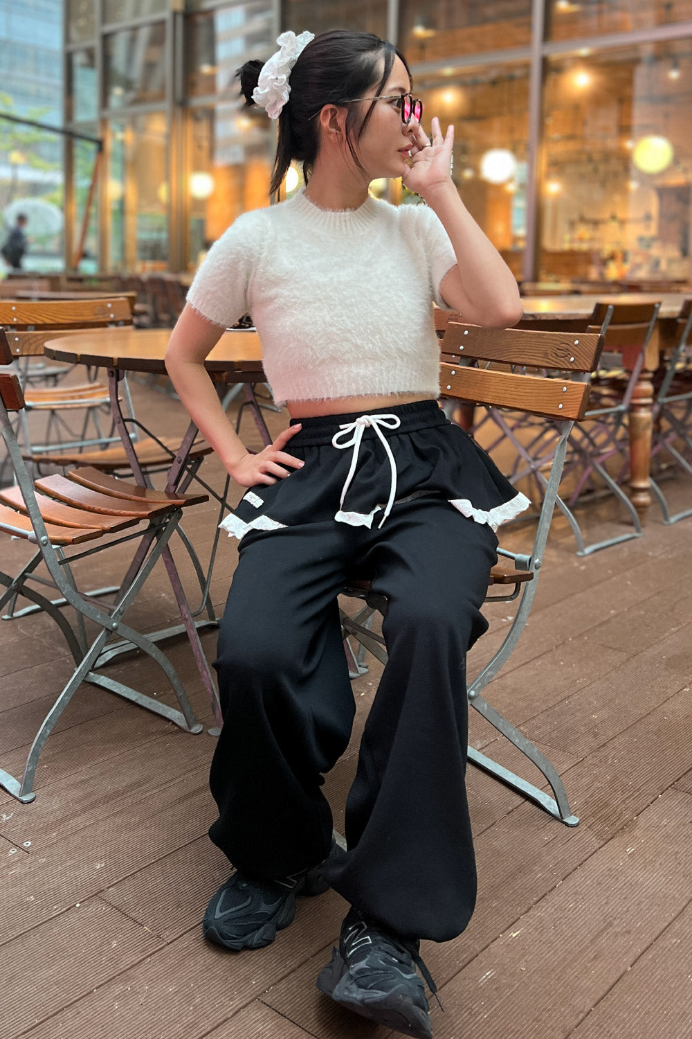 Feather yarn short sleeve knit