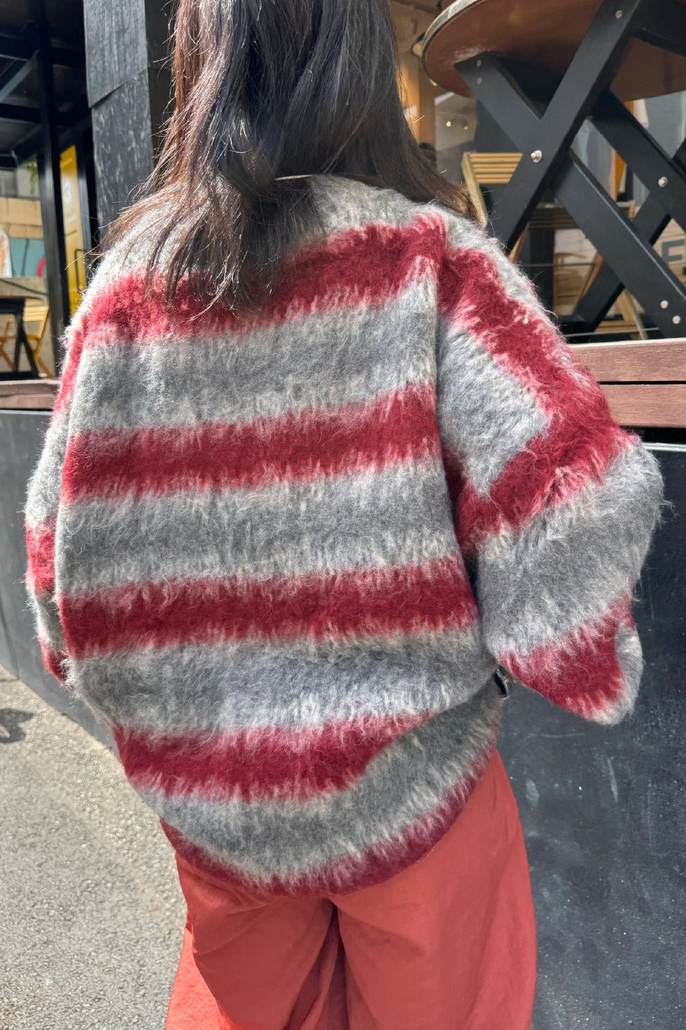 Multi border fur knit