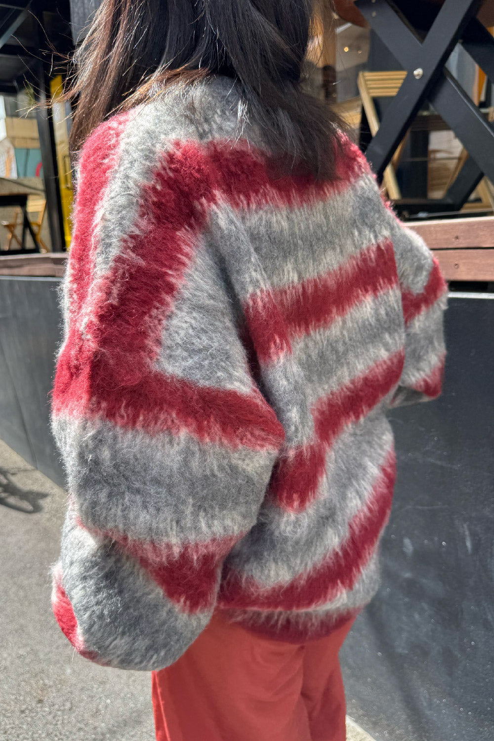 Multi border fur knit