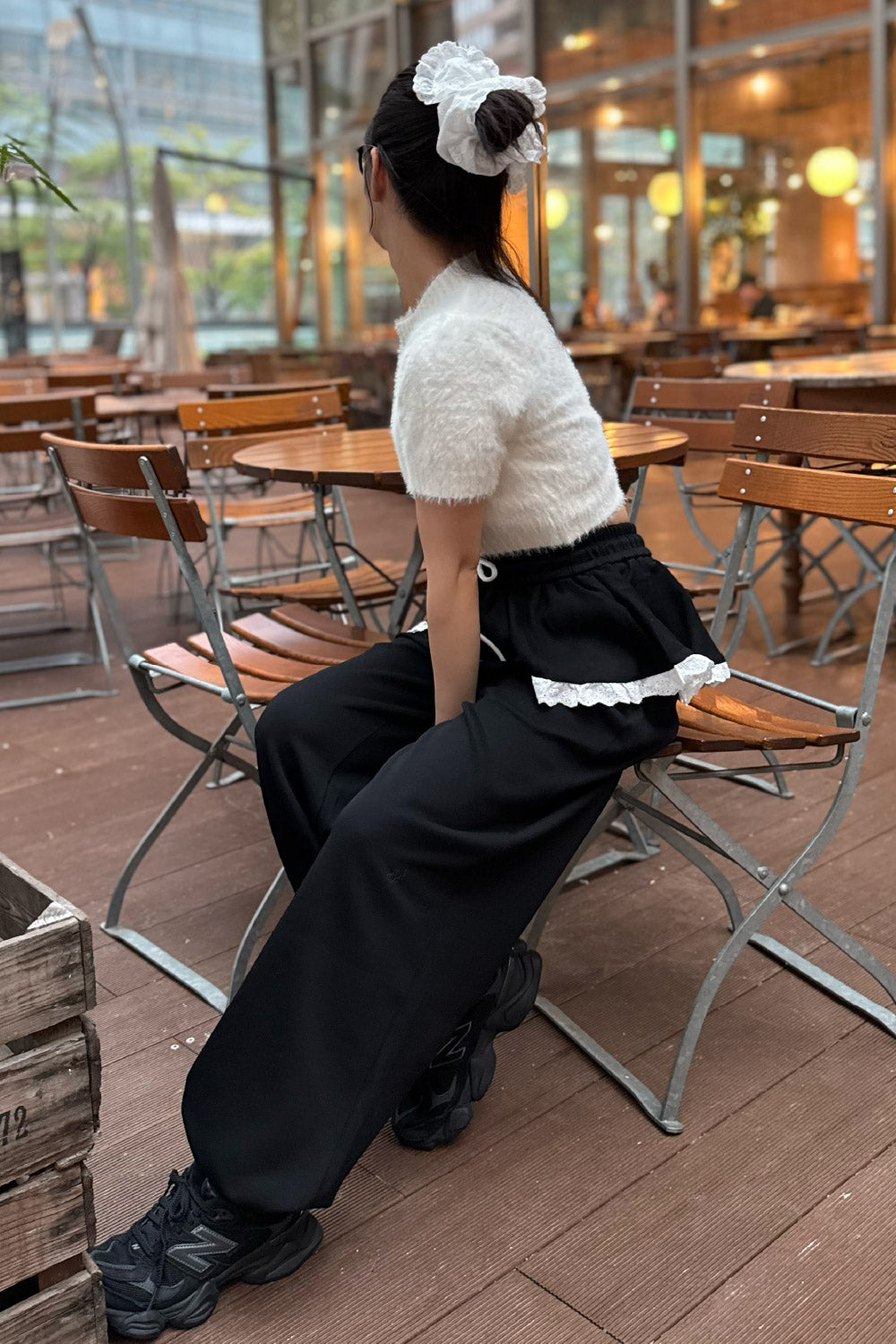 Feather yarn short sleeve knit