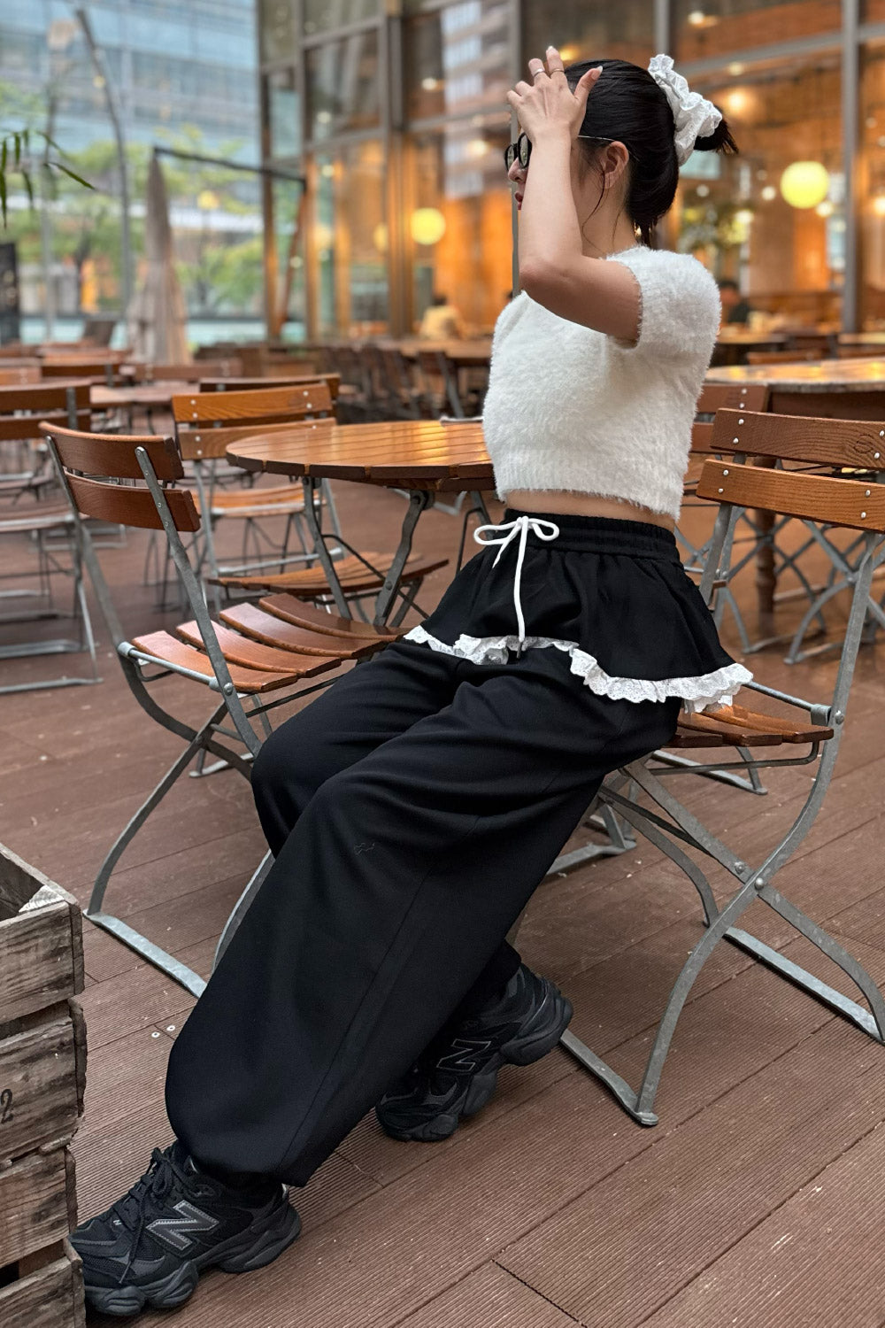 Feather yarn short sleeve knit