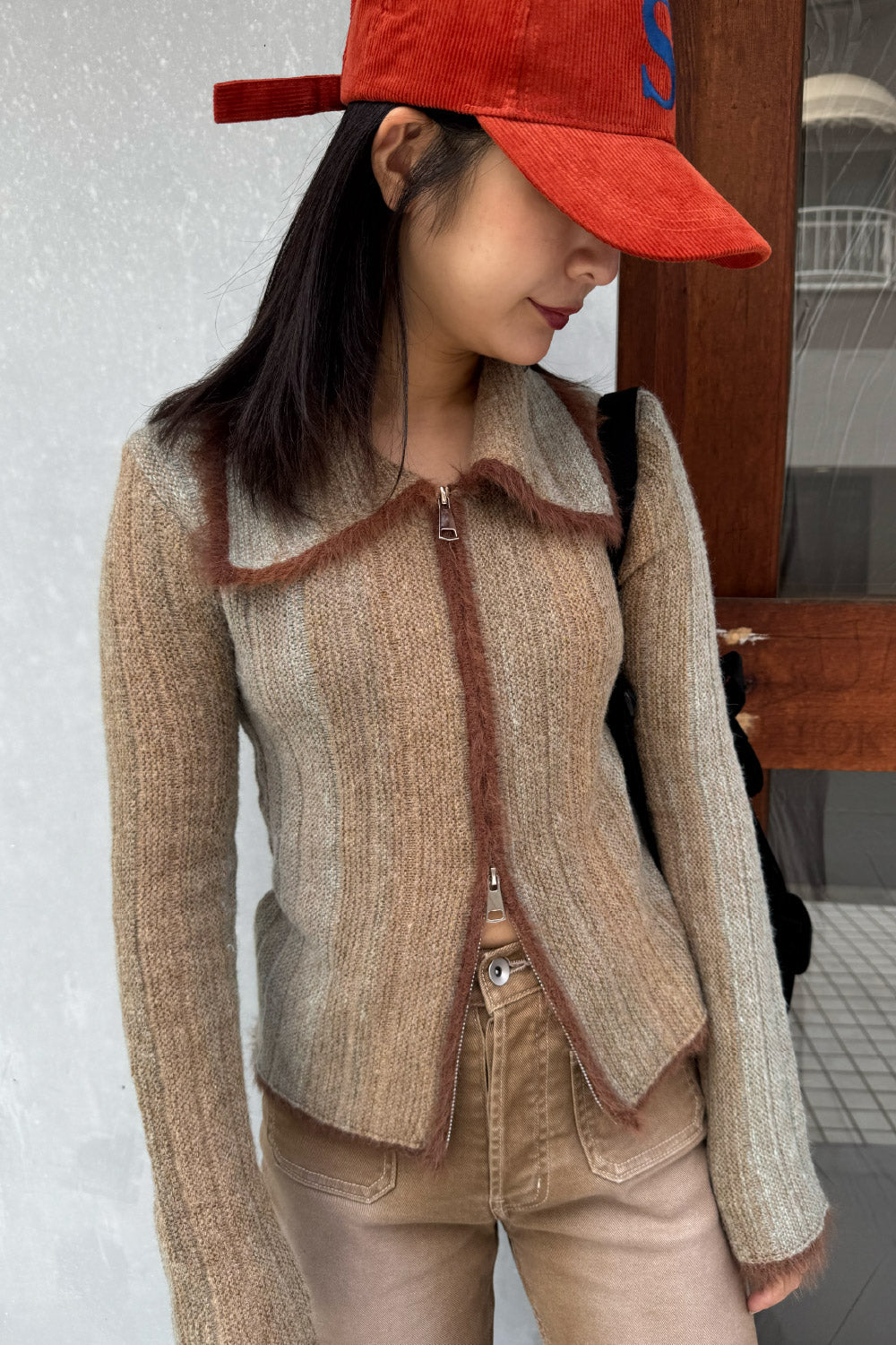 Bicolor zip knit