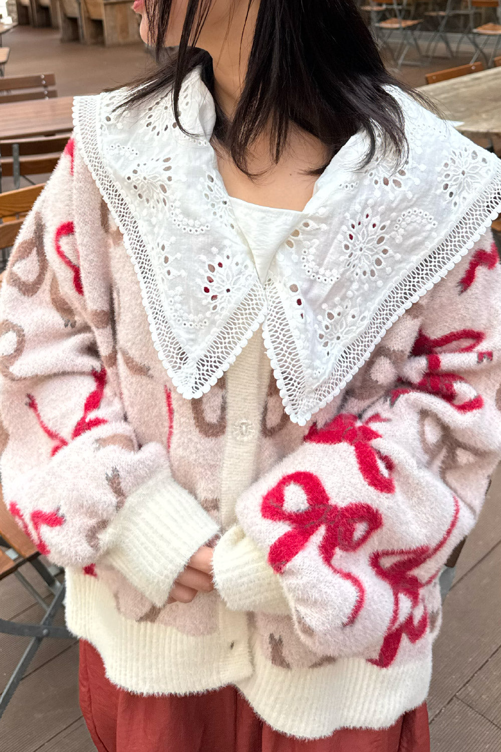 Ribbon Fuzzy Cardigan