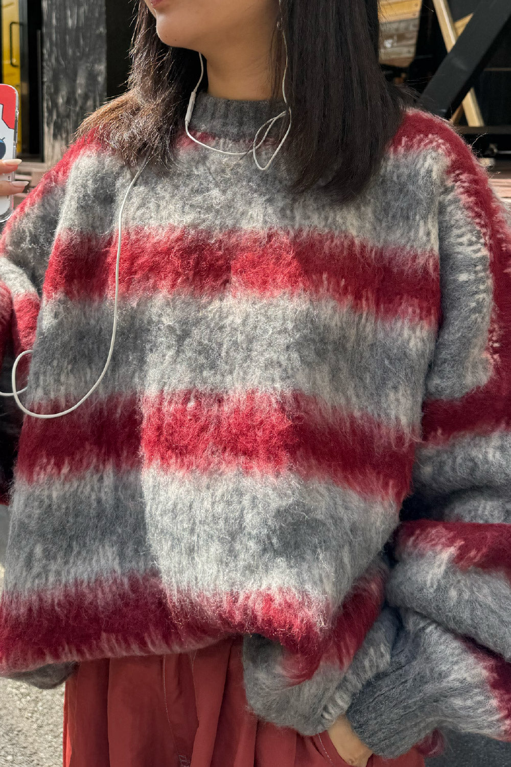 Multi border fur knit