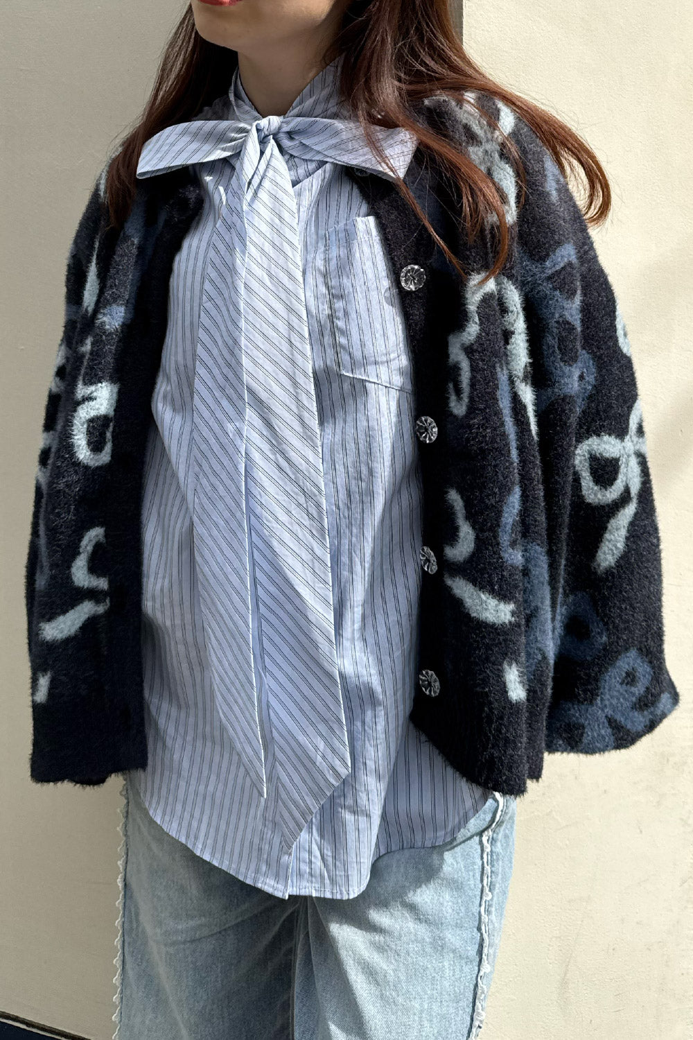 Stripe bow tie shirt