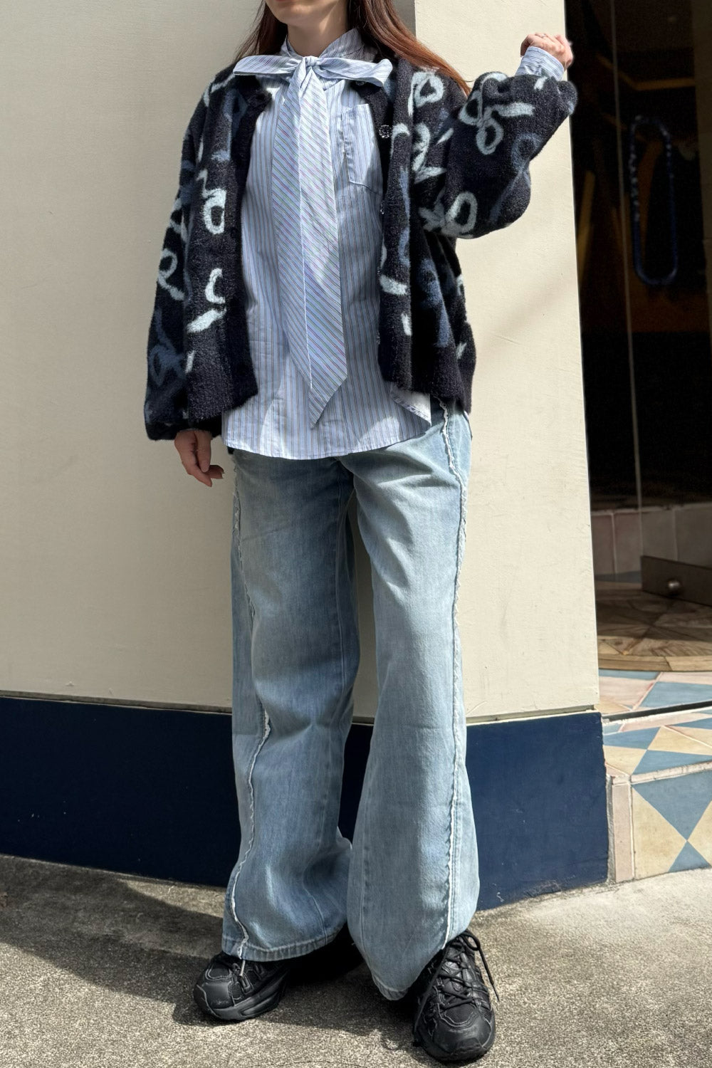 Stripe bow tie shirt
