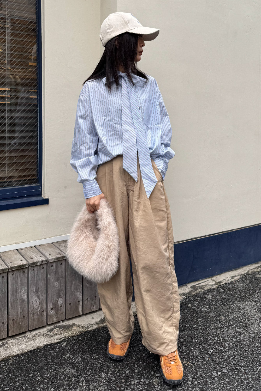 Stripe bow tie shirt