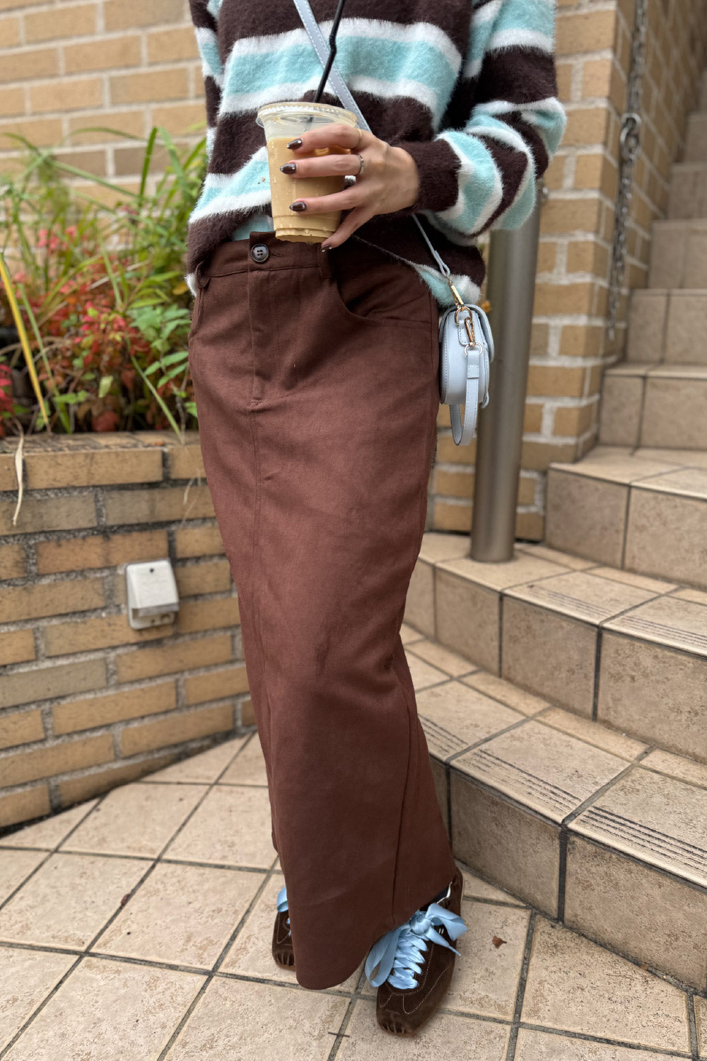 Faux suede pencil skirt