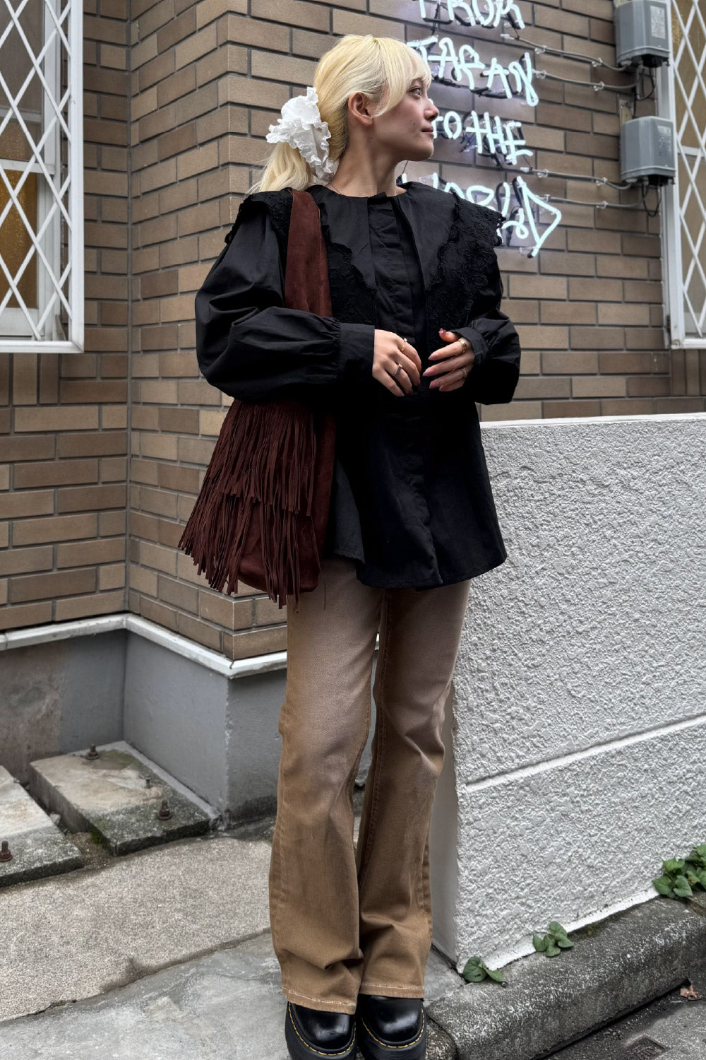 Big collar lace blouse