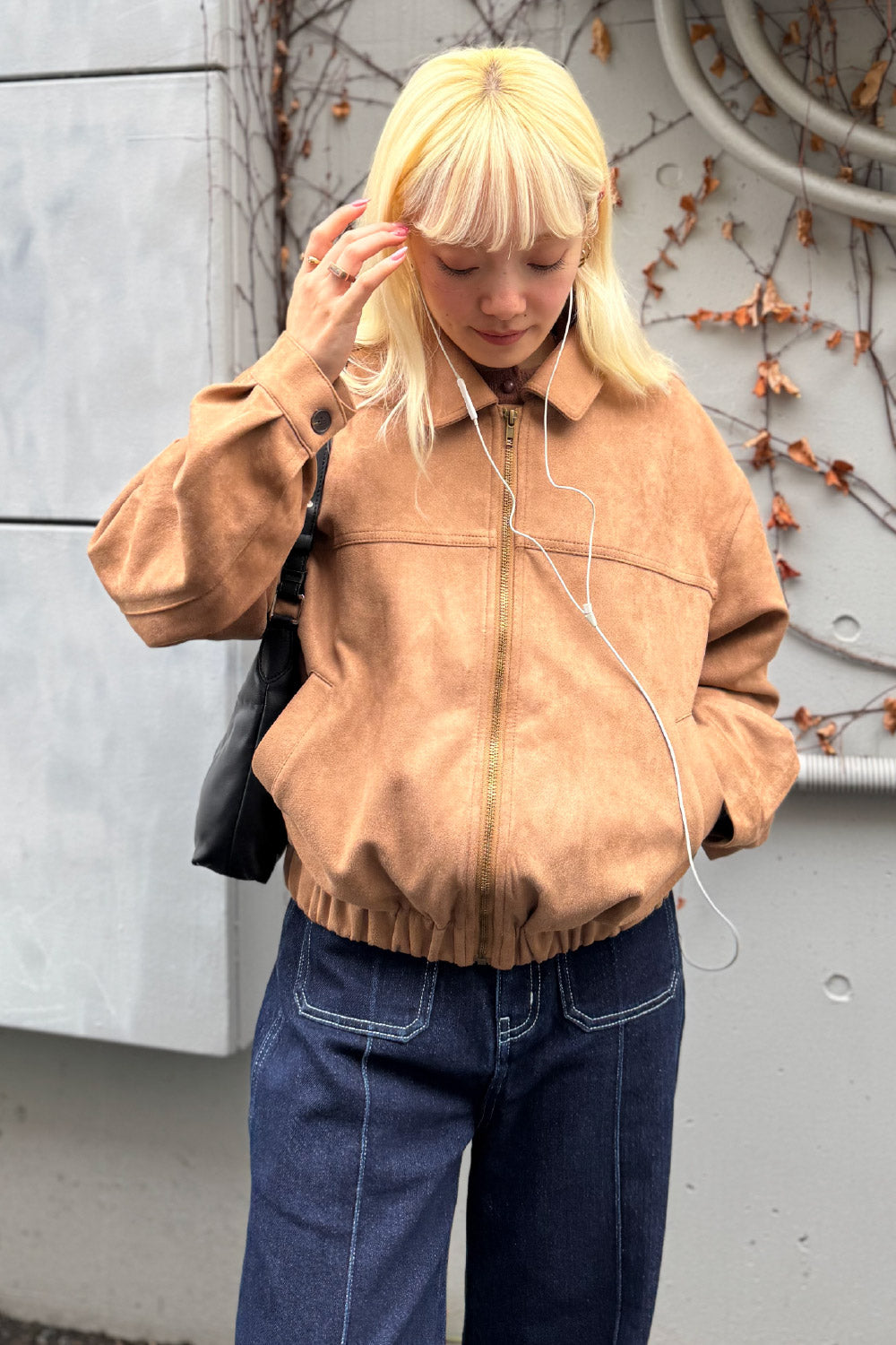Faux suede blouson