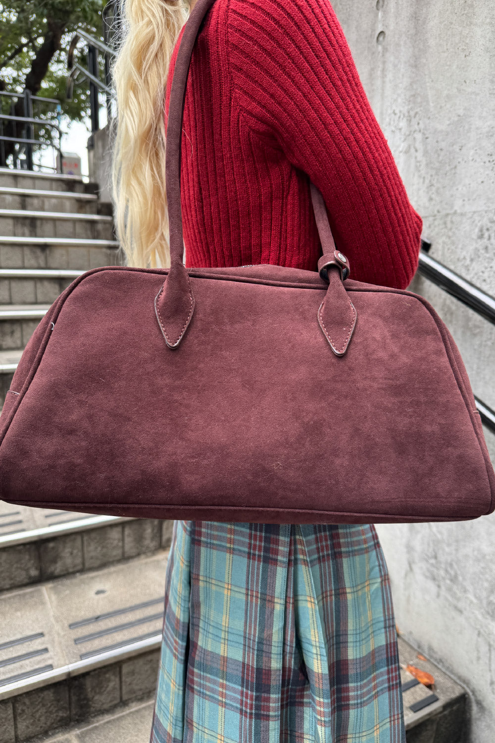Faux suede bag