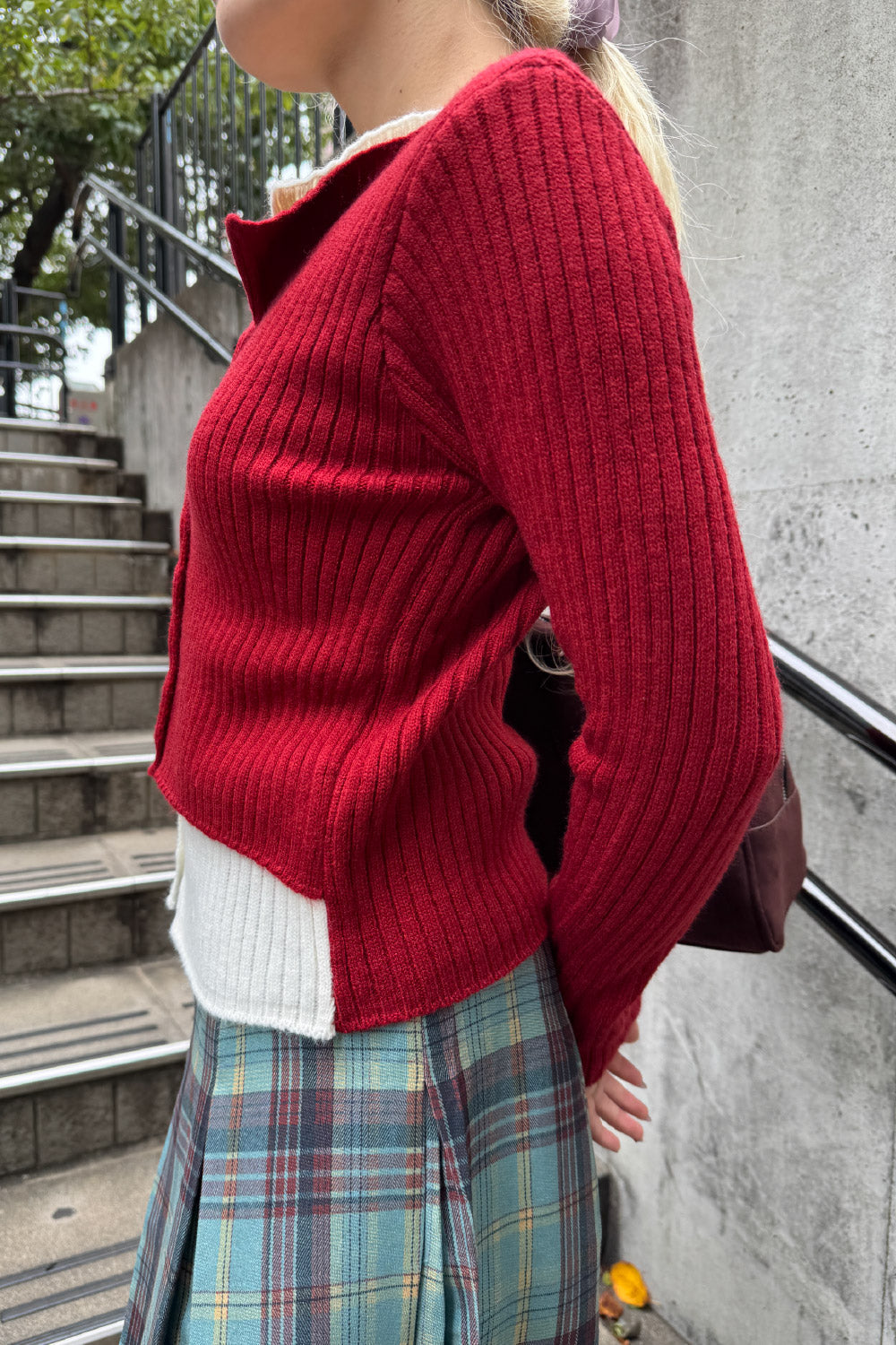 Fake layered cardigan