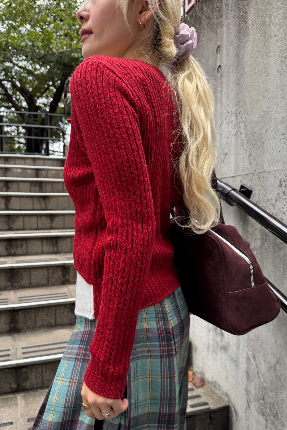 Fake layered cardigan