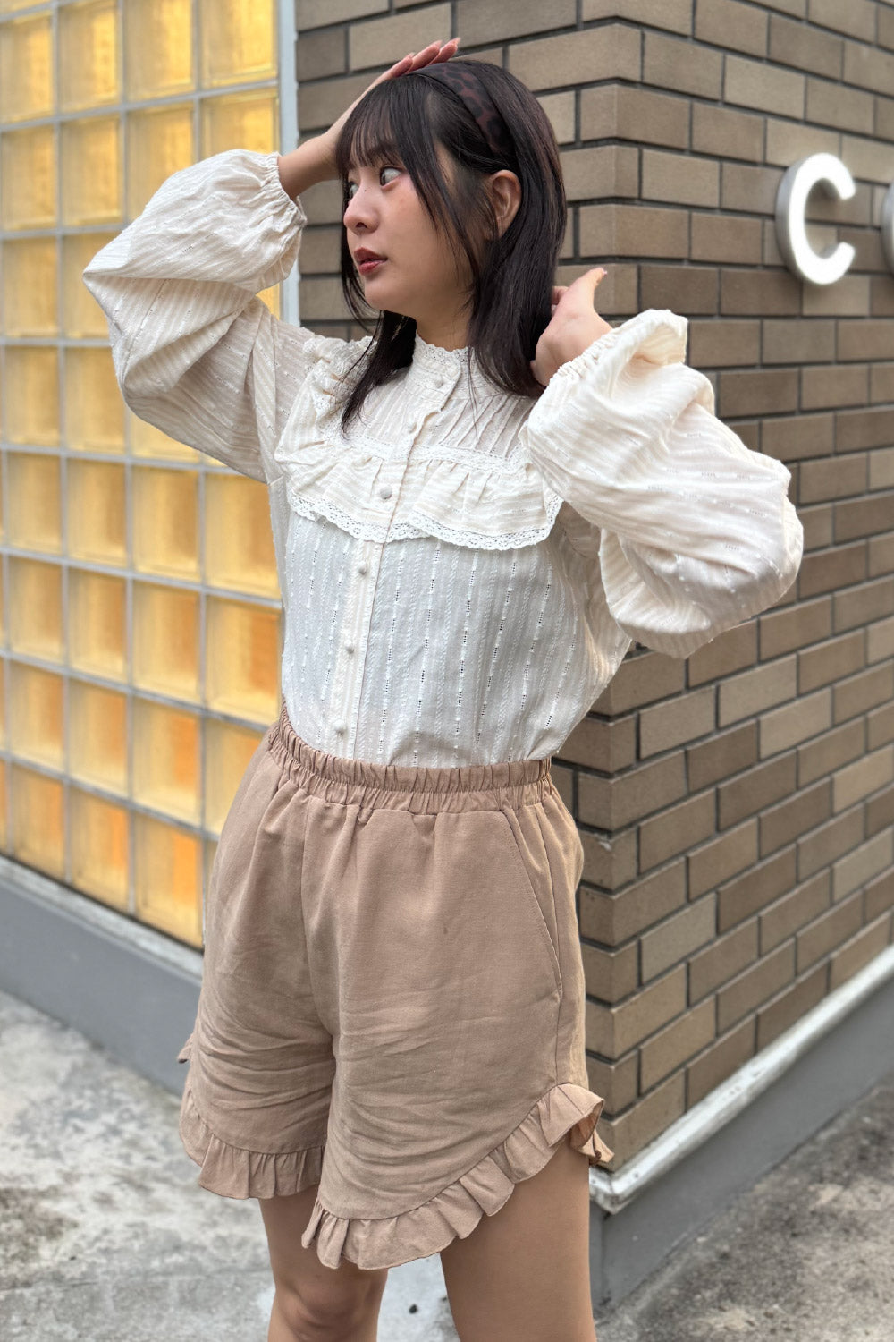 Lace Frill Stripe Blouse