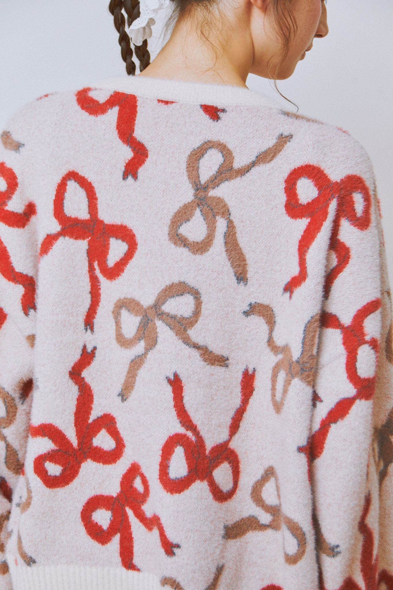 Ribbon Fuzzy Cardigan