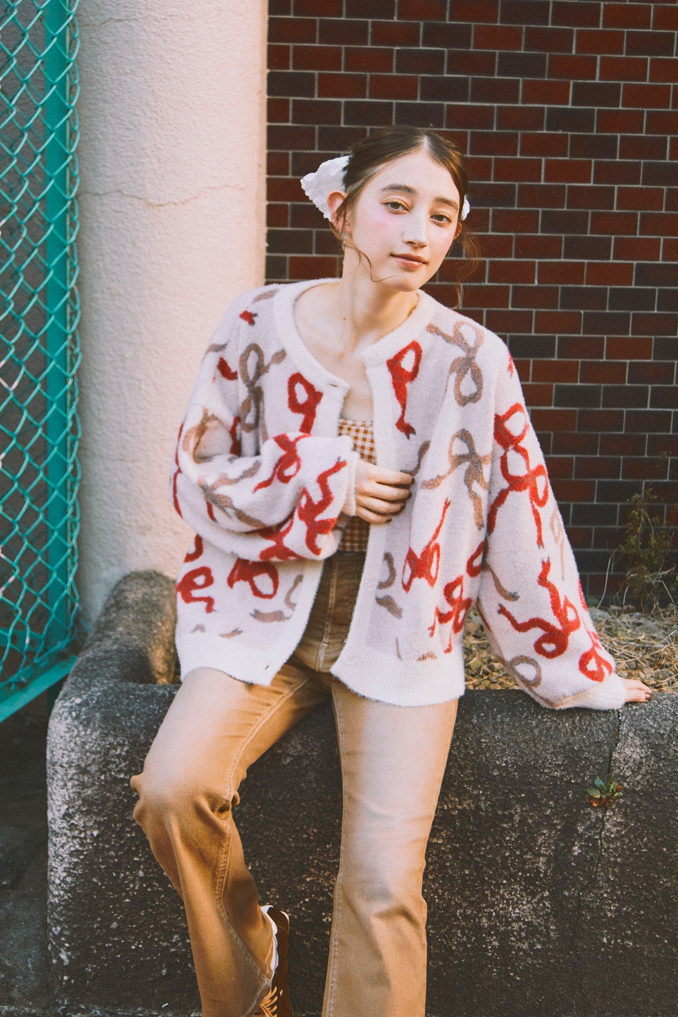 Ribbon Fuzzy Cardigan