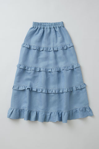 Glitter Chambray Frill Skirt / Blue