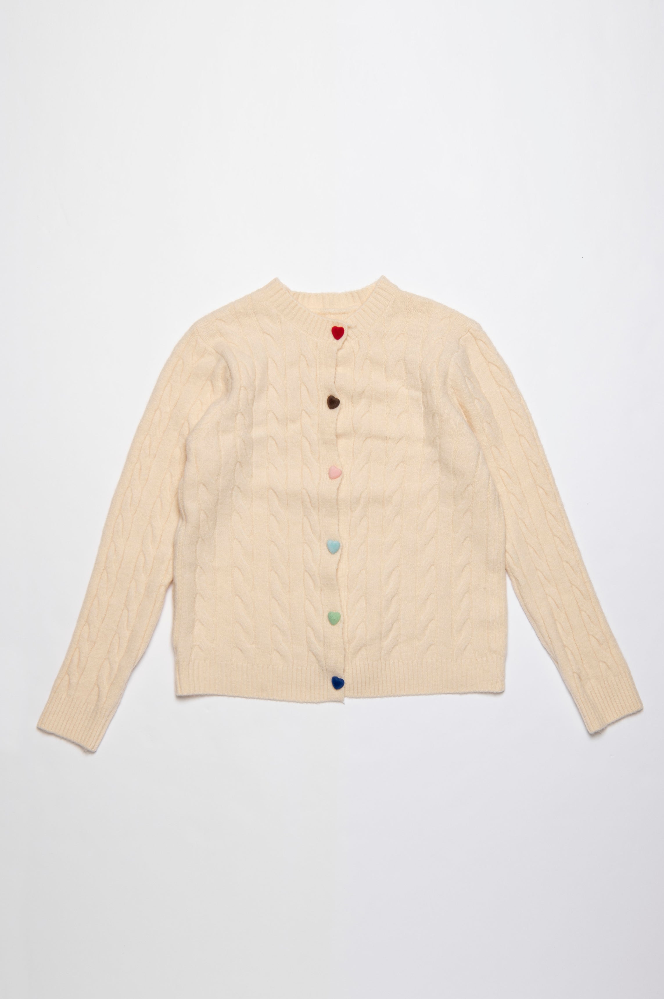 Colorful heart button cardigan