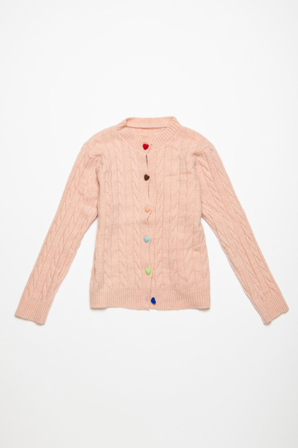 Colorful heart button cardigan