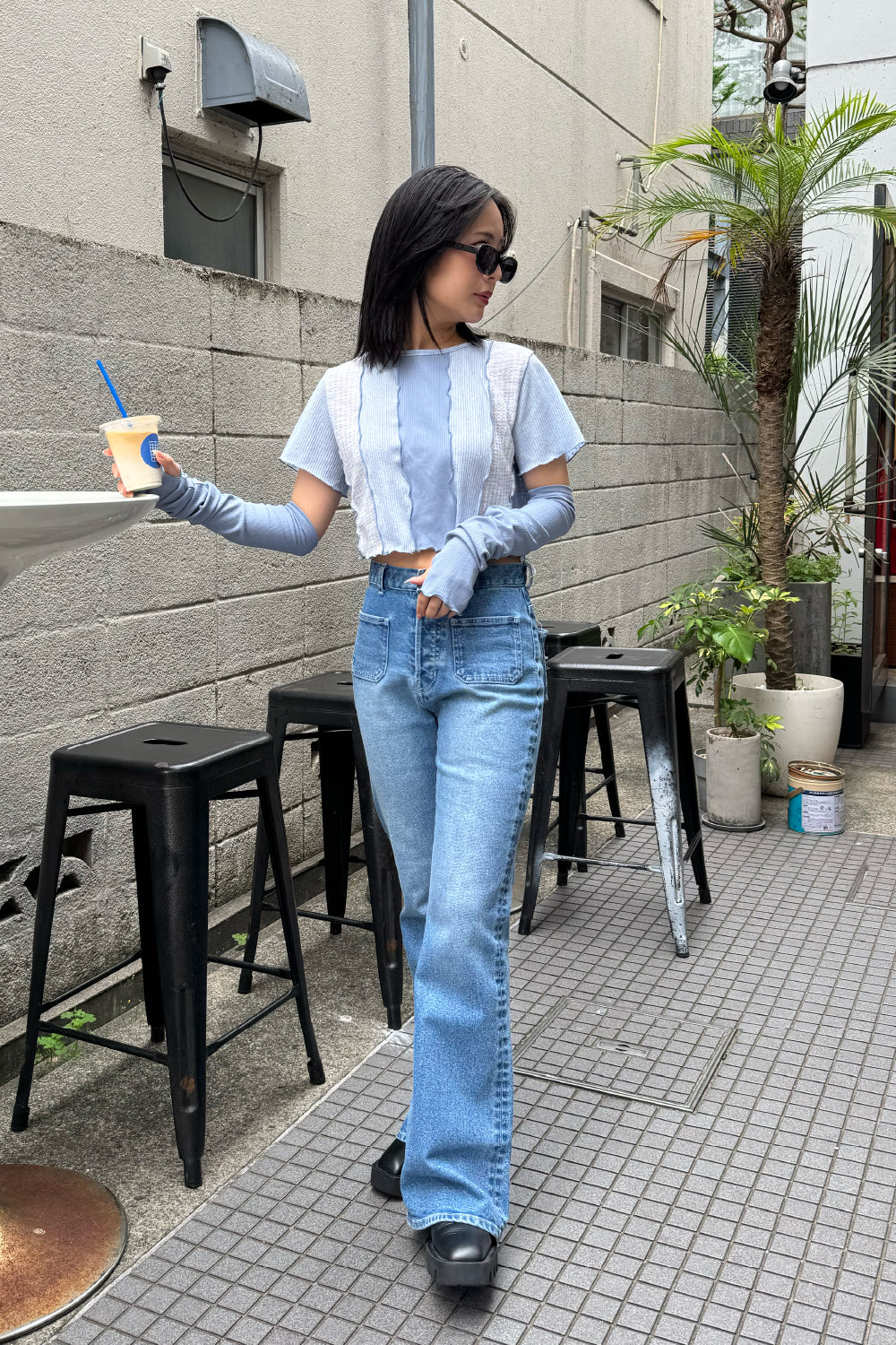 Cherry Bell Flare Denim Pants
