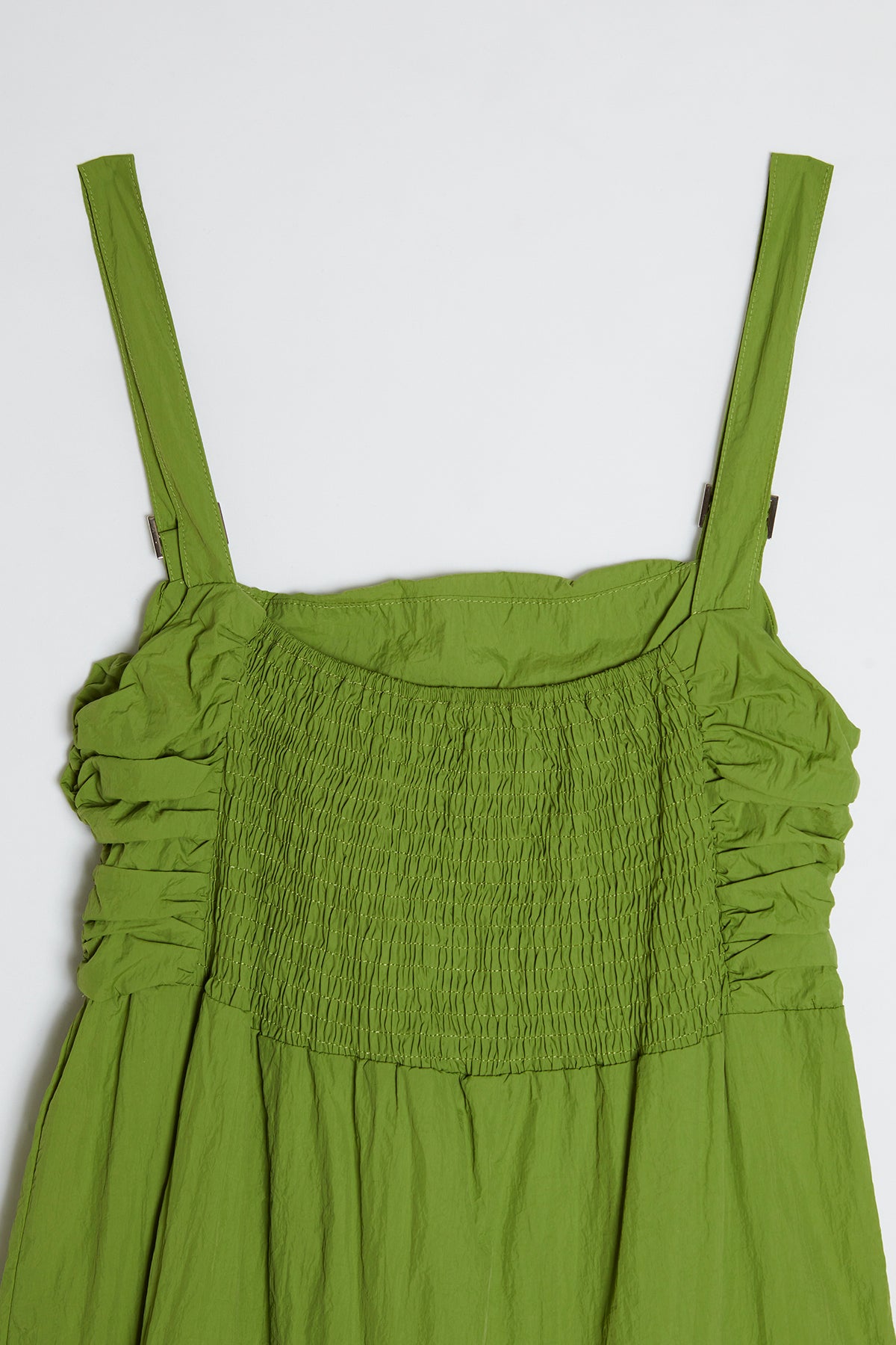 Gathered flared dress / Green
