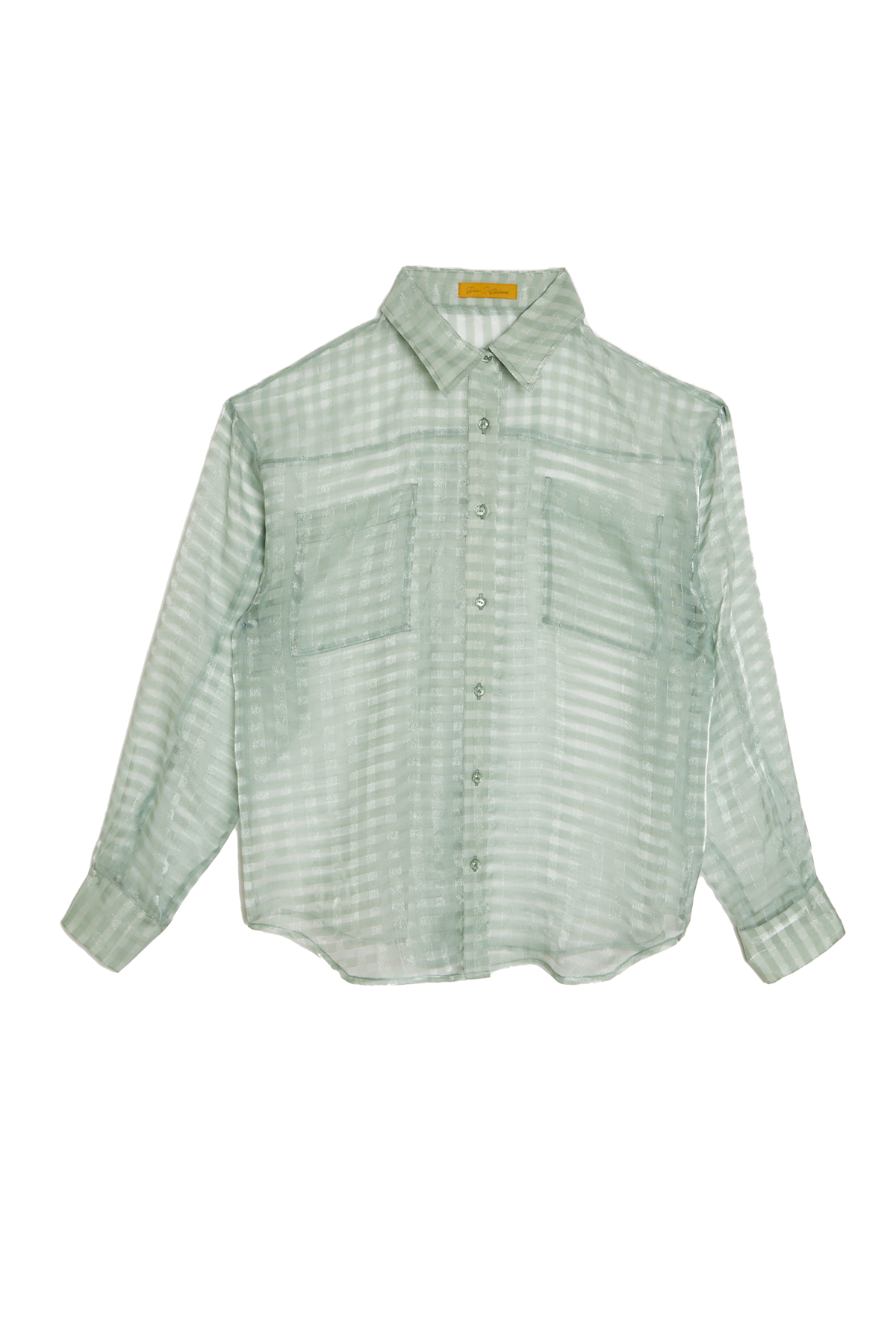 Stripe Sheer Long Sleeve Shirt / Green