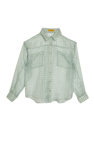 Stripe Sheer Long Sleeve Shirt / Green