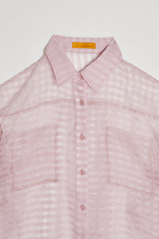 Stripe Sheer Long Sleeve Shirt / Pink