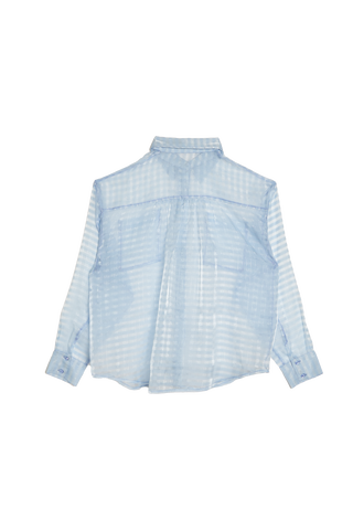 Stripe Sheer Long Sleeve Shirt / Blue