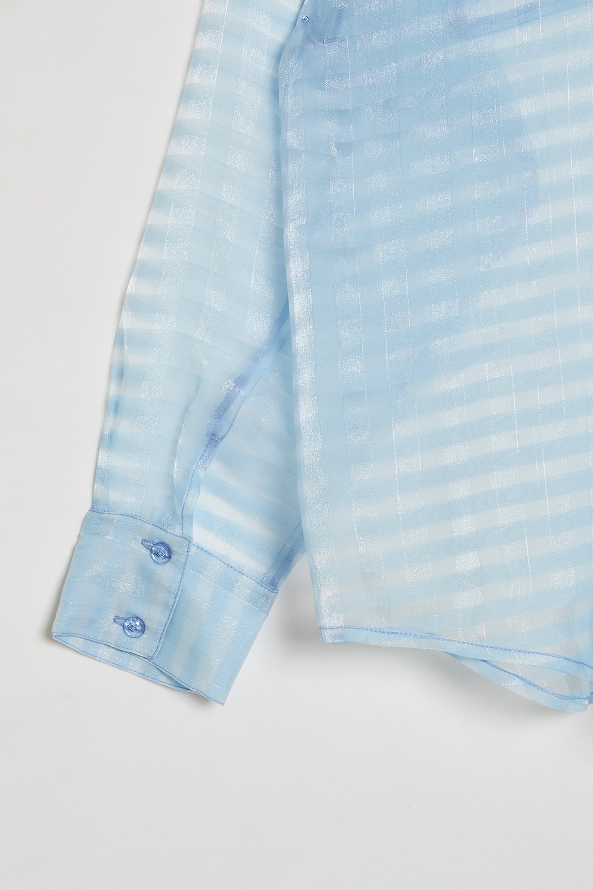 Stripe Sheer Long Sleeve Shirt / Blue