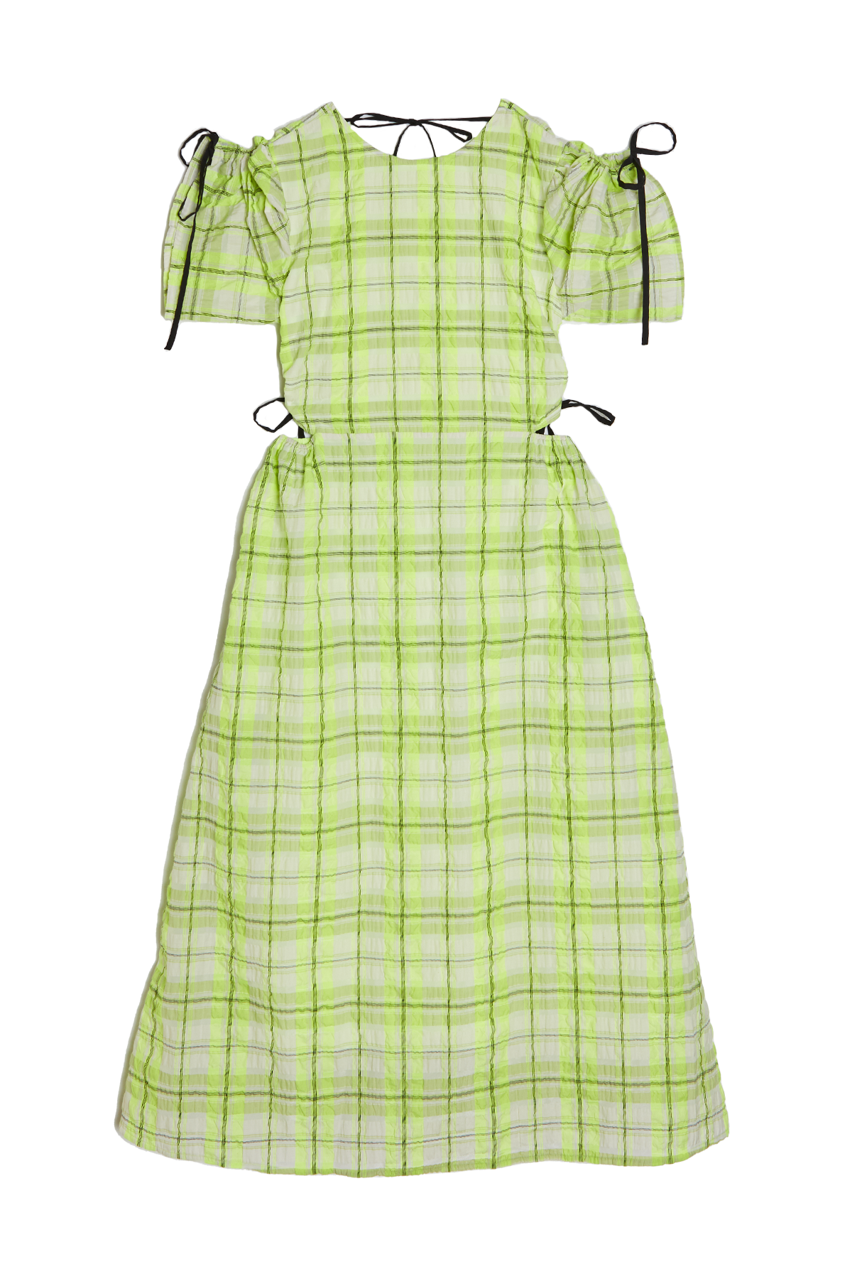 Summer Fresh Ribbon Check Dress / Green