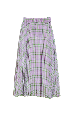 Different Plaid Pleats Skirt / Purple