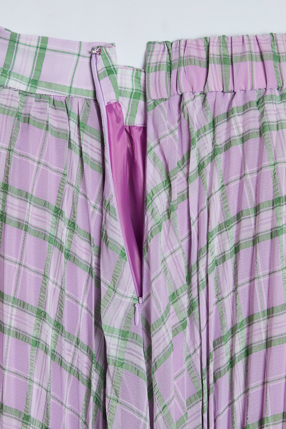 Different Plaid Pleats Skirt / Purple
