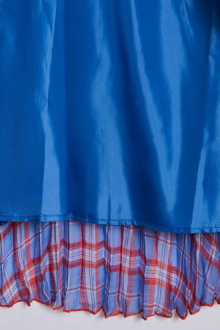 Different Plaid Pleats Skirt / Blue