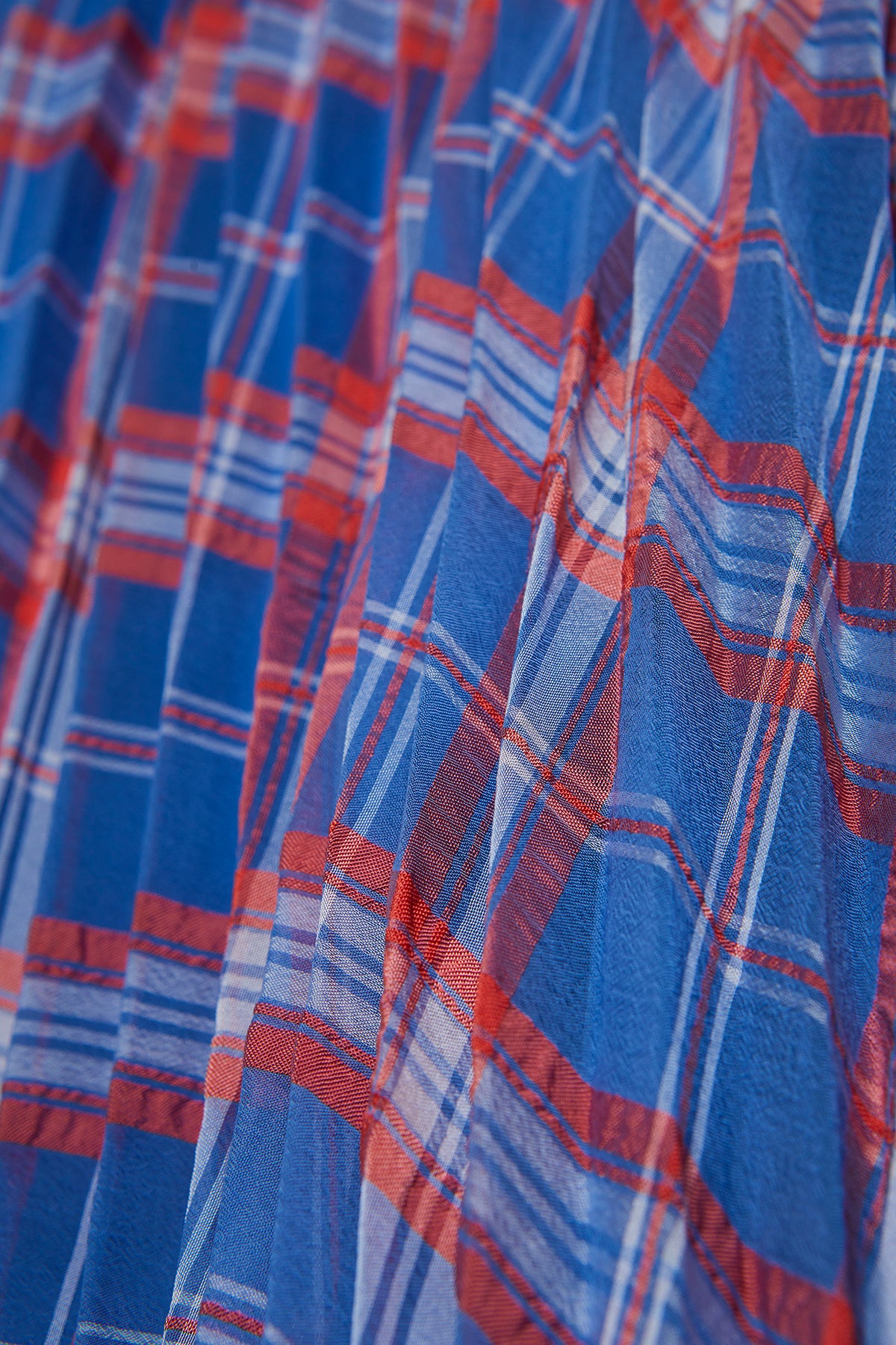 Different Plaid Pleats Skirt / Blue