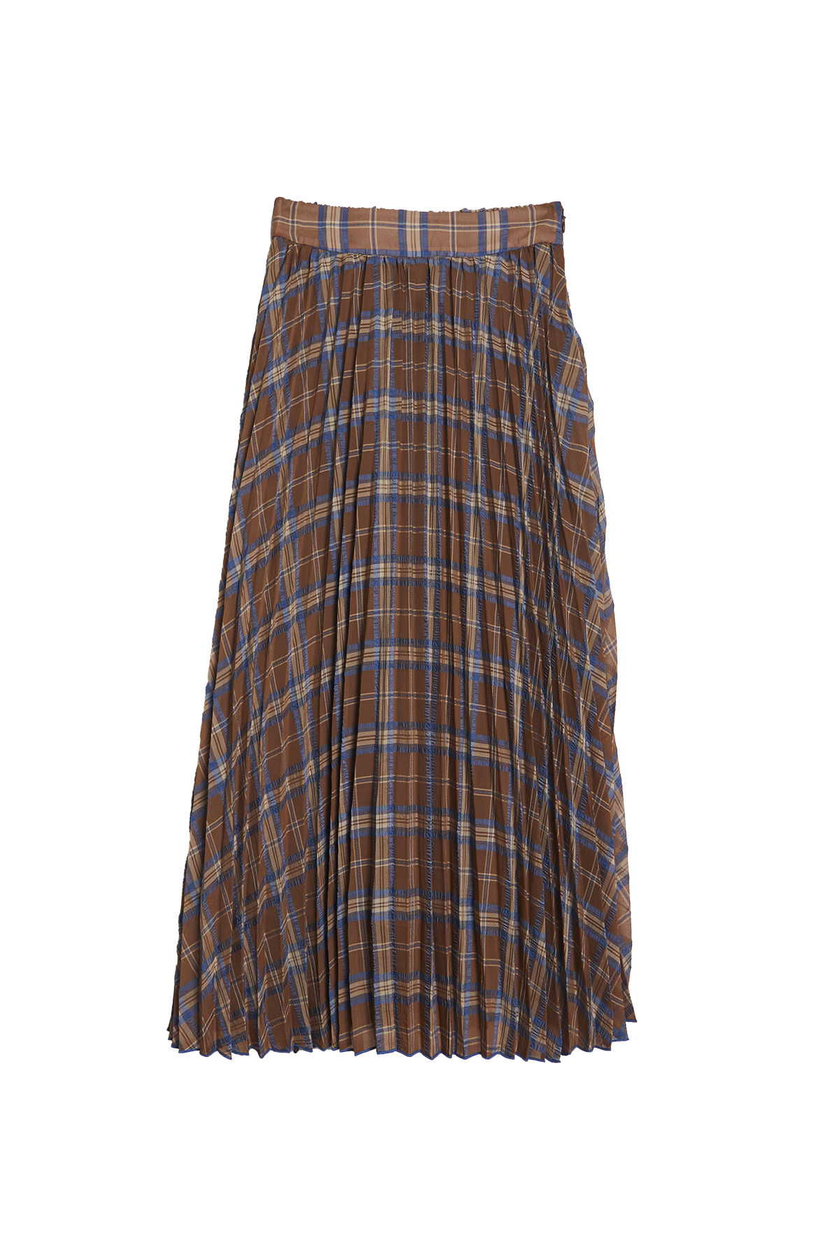 Different Plaid Pleats Skirt / Brown