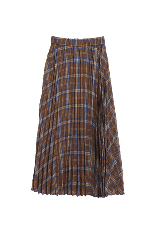 Different Plaid Pleats Skirt / Brown