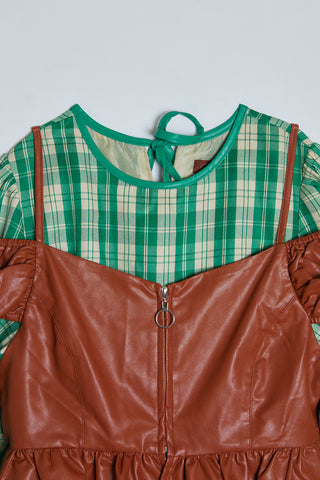 Special Balloon Check Dress / Green