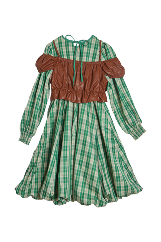 Special Balloon Check Dress / Green