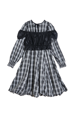 Special Balloon Check Dress / Black
