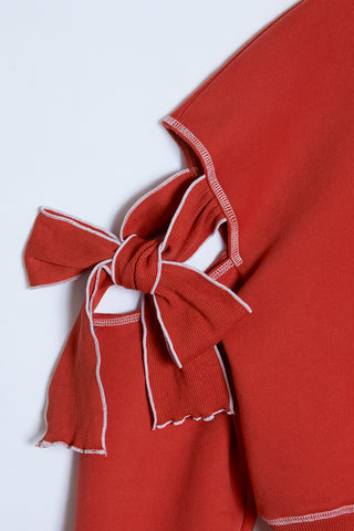 Ribbon Tie Sweat Top / Red