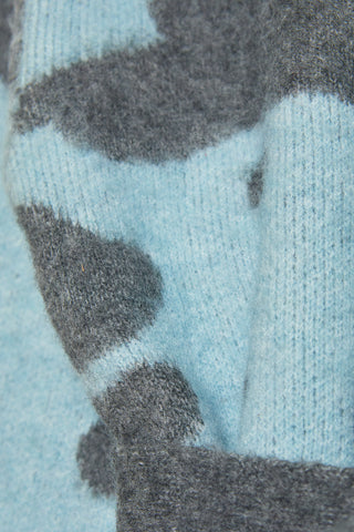 Western Cow Knit Long Cardigan / Blue