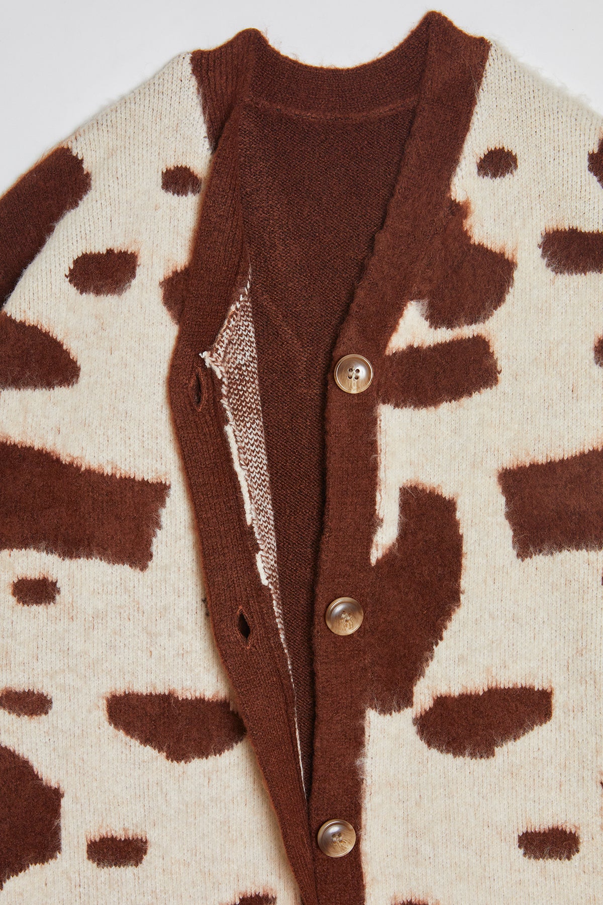Western Cow Knit Long Cardigan / Brown