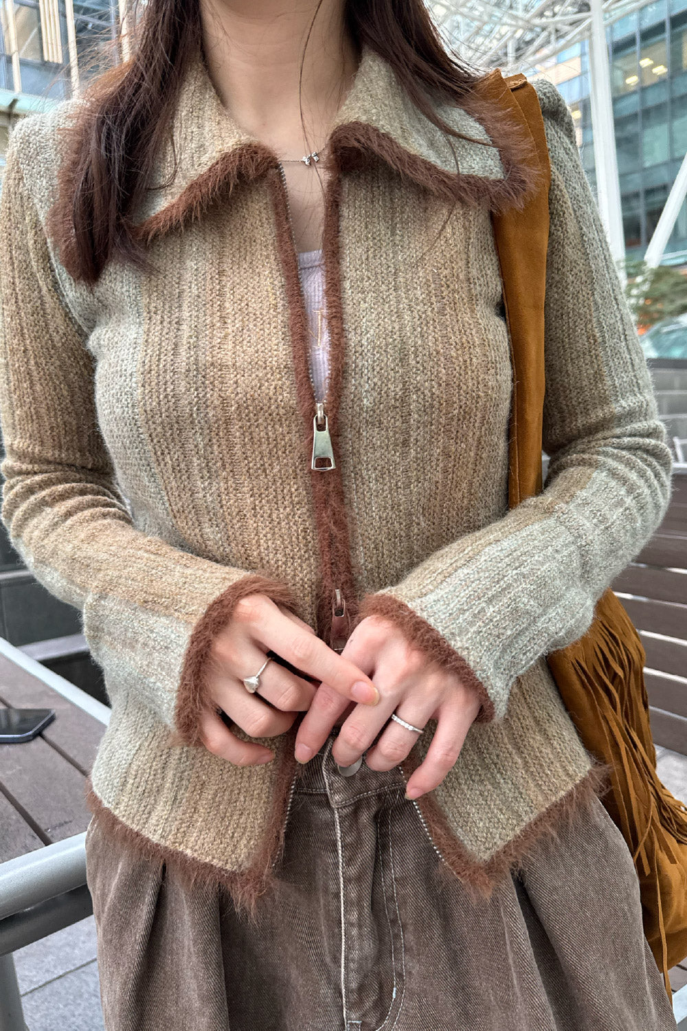 Bicolor zip knit