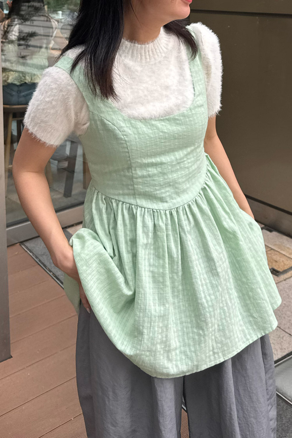 Feather yarn short sleeve knit