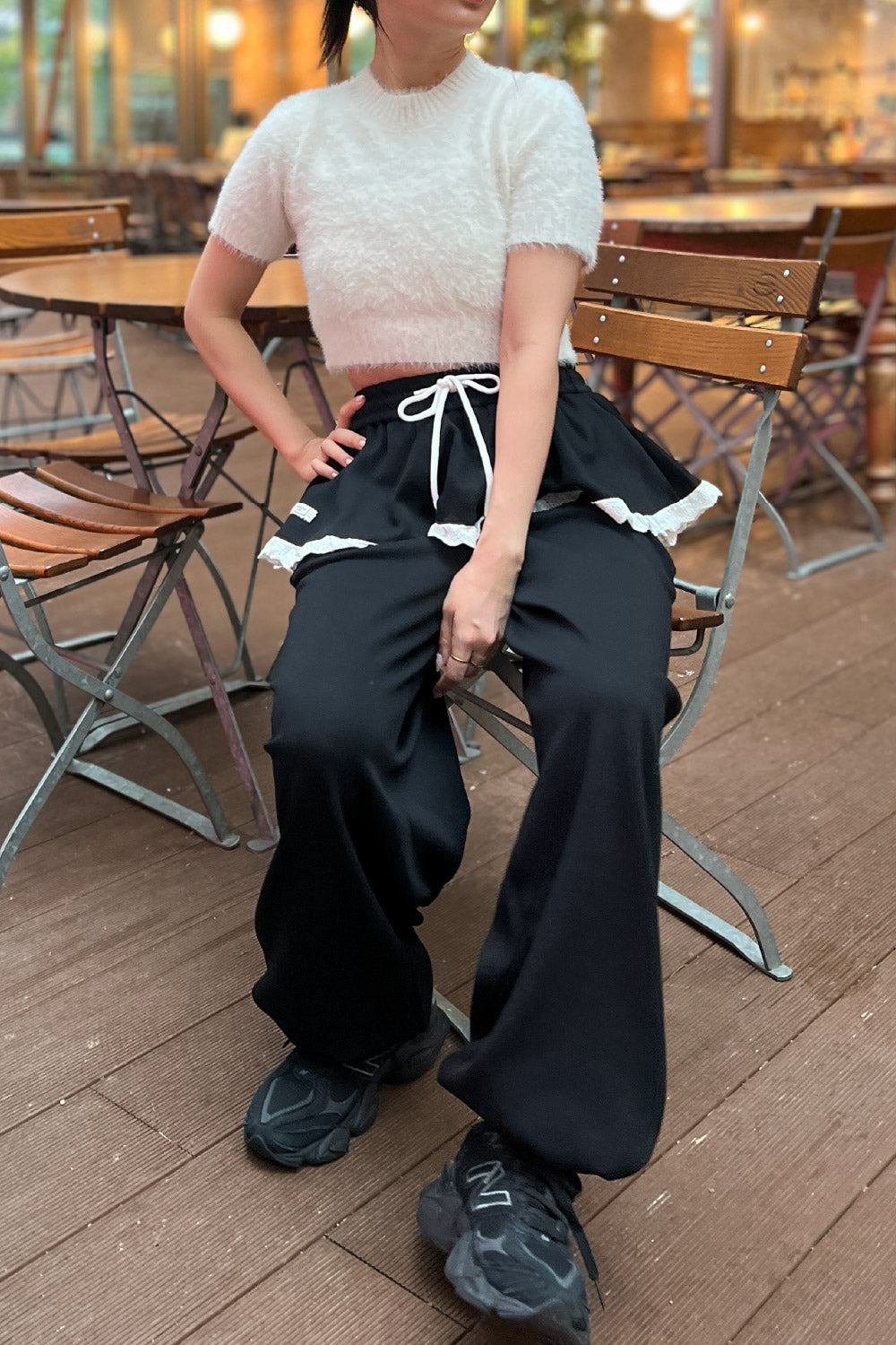 Feather yarn short sleeve knit