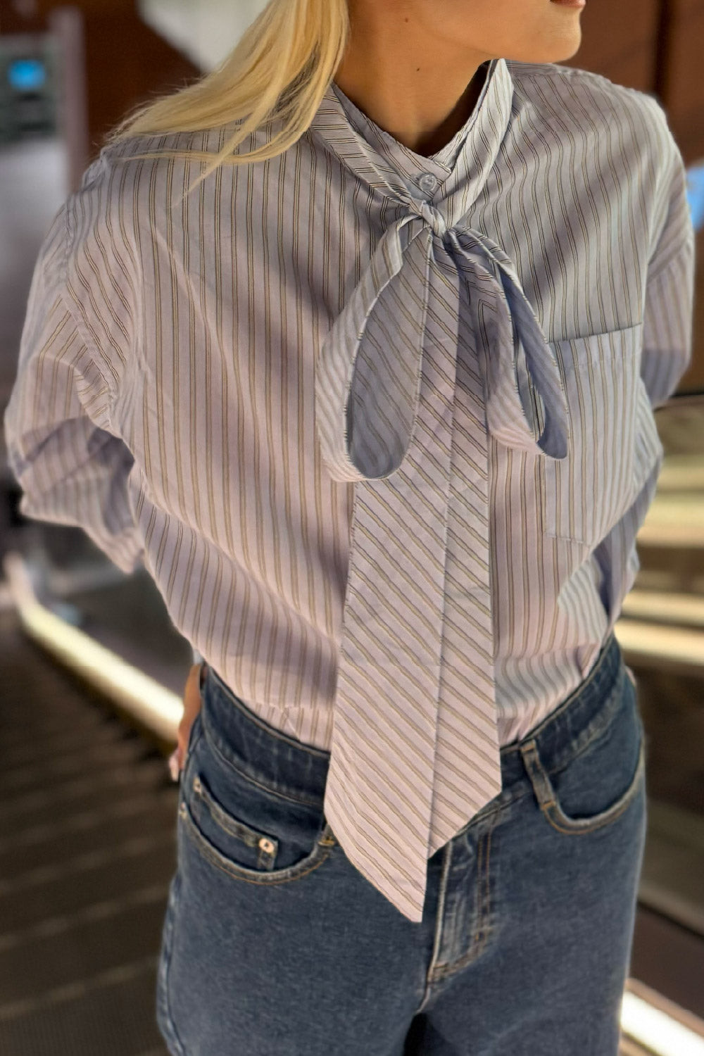 Stripe bow tie shirt